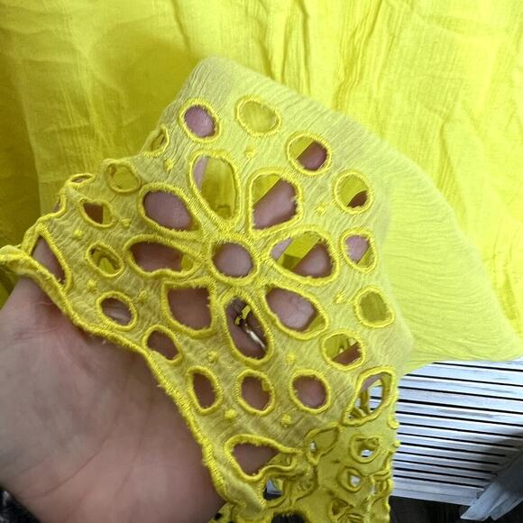 SEAFOLLY AUSTRALIA Women's Cotton Embroidered Tunic Coverup Top Yellow Medium - Picture 9 of 12